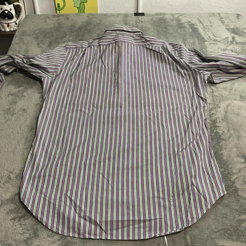 Vtg 90s Polo Ralph Lauren Curham Colorful Striped‎ Dress Shirt Mens 15 1/2 32-33